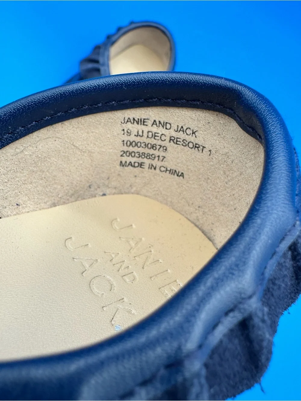 Janie and Jack Navy Blue Mary Jane Shoes with Ruffled Strap